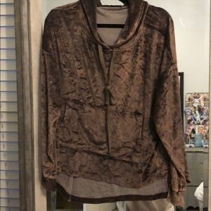 Peach Love Olive Green/Brown Velvet Hoodie